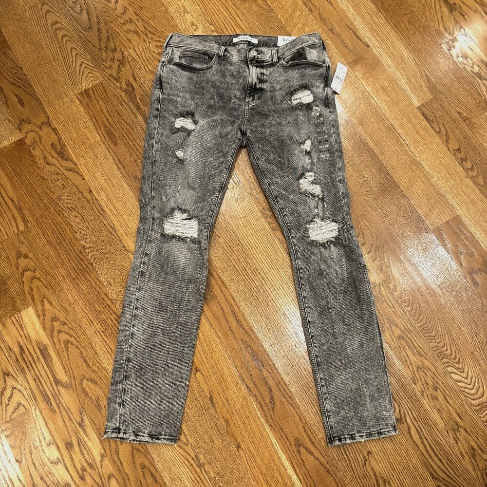 Distressed Gray Men Jeans